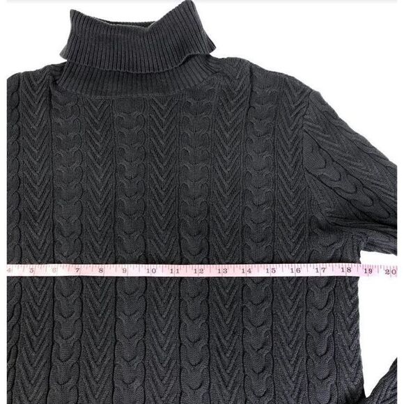 Lands' End Sz M Women's Navy Blue Chunky Knit Long Sleeve Turtleneck Sweater - Picture 3 of 9